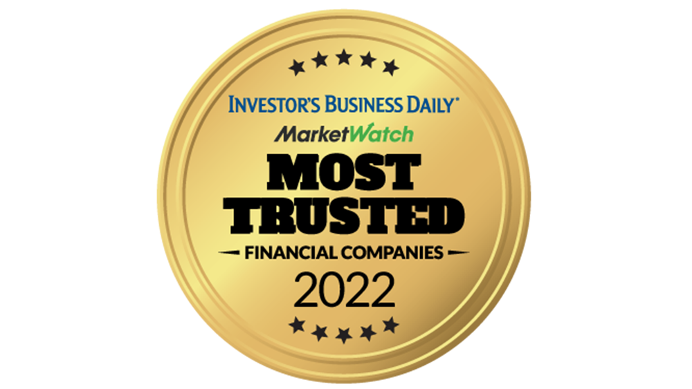 Investor's Business Daily and MarketWatch Most Trusted Financial Companies 2022 seal